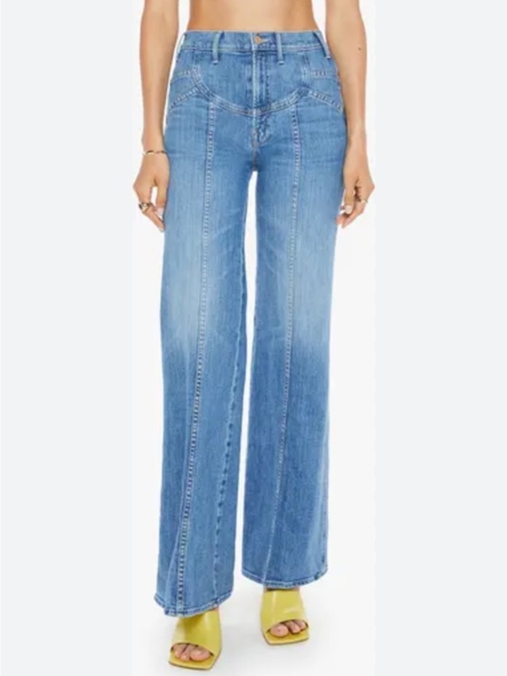 MOTHER The Sunny Hustler Roller SneakWide-Leg Jeans Boogie Down Wash